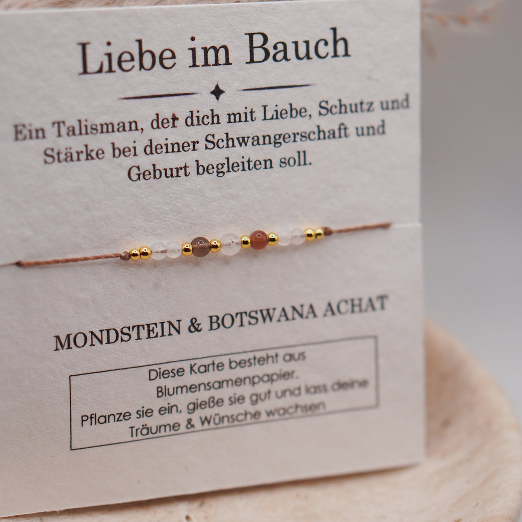 LIEBE IM BAUCH • Mondstein & Botswana Achat Armband
