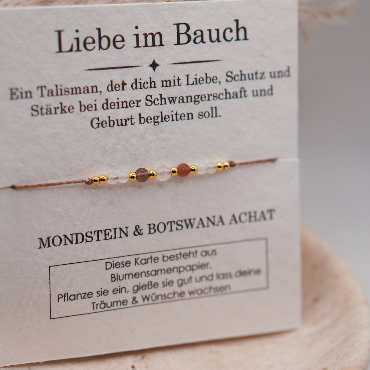 LIEBE IM BAUCH • Mondstein & Botswana Achat Armband