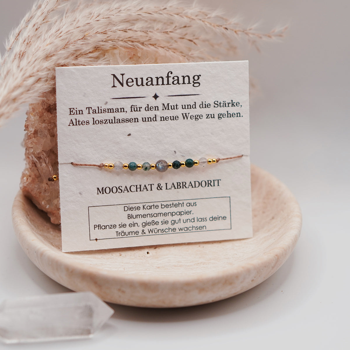 NEUANFANG • Moosachat & Labradorit Armband