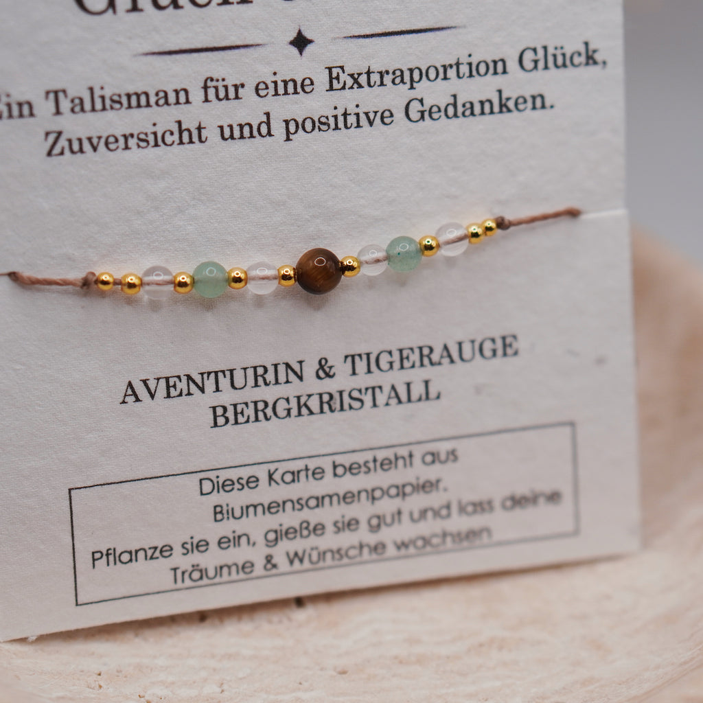 GLÜCK & ERFOLG • Aventurin, Tigerauge & Bergkristall Armband