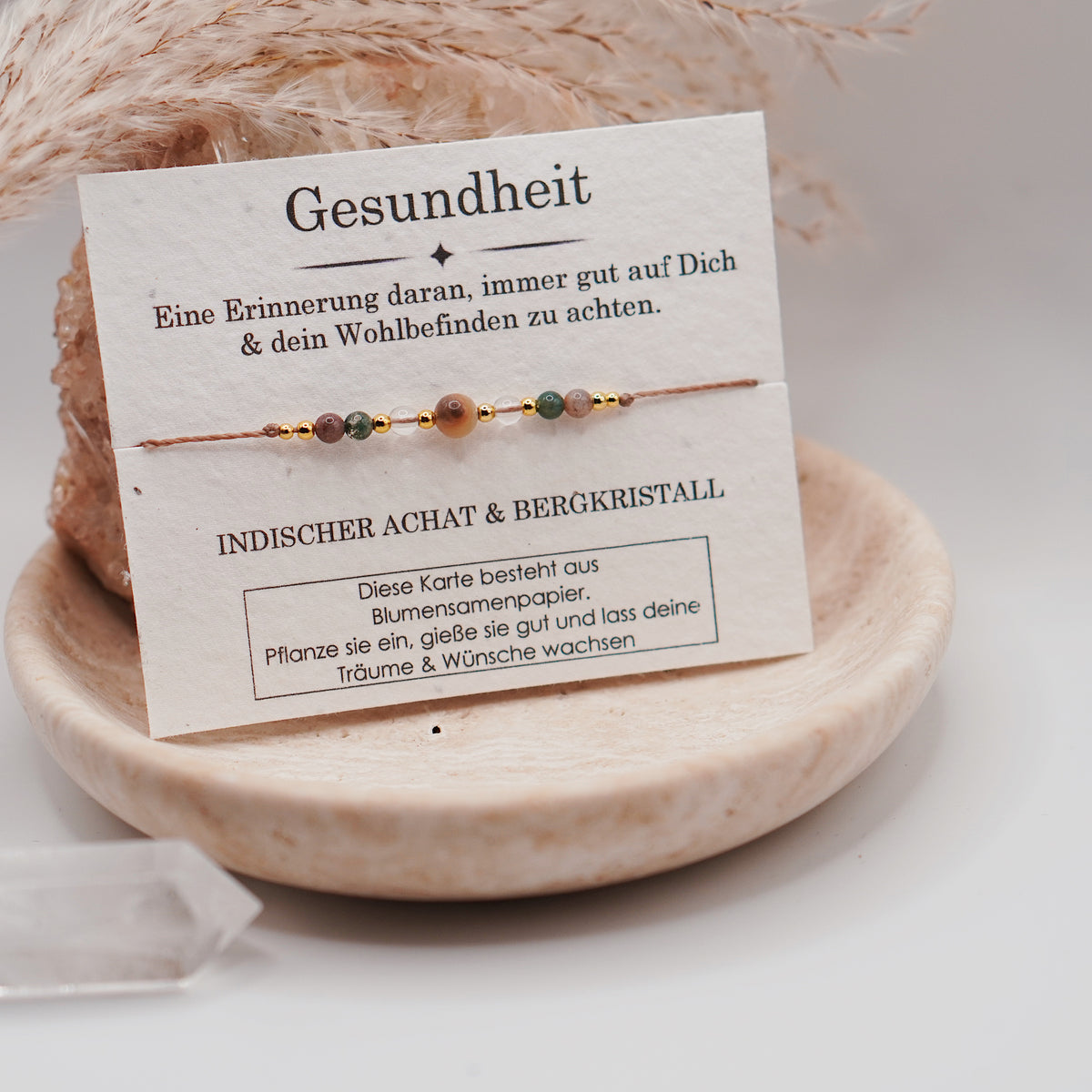 GESUNDHEIT • Indischer Achat & Bergkristall Armband