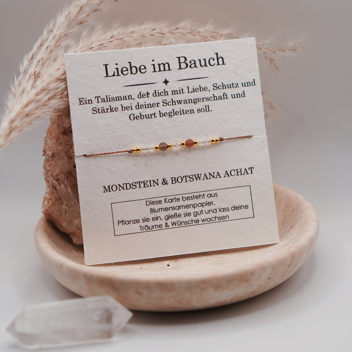 LIEBE IM BAUCH • Mondstein & Botswana Achat Armband