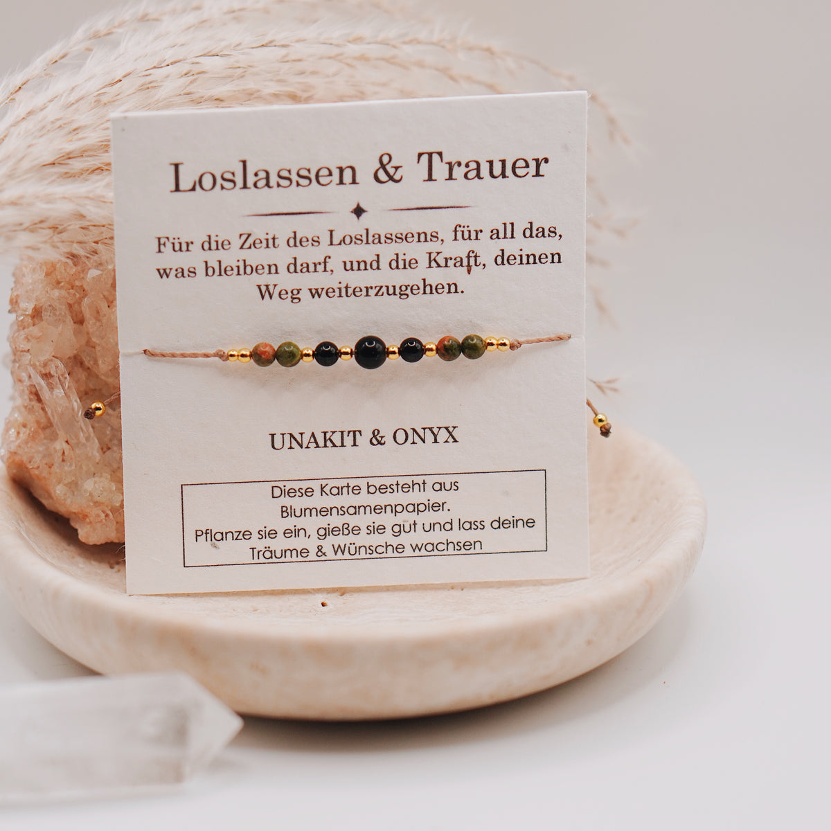 TRAUER & LOSLASSEN • Unakit & Onyx Armband