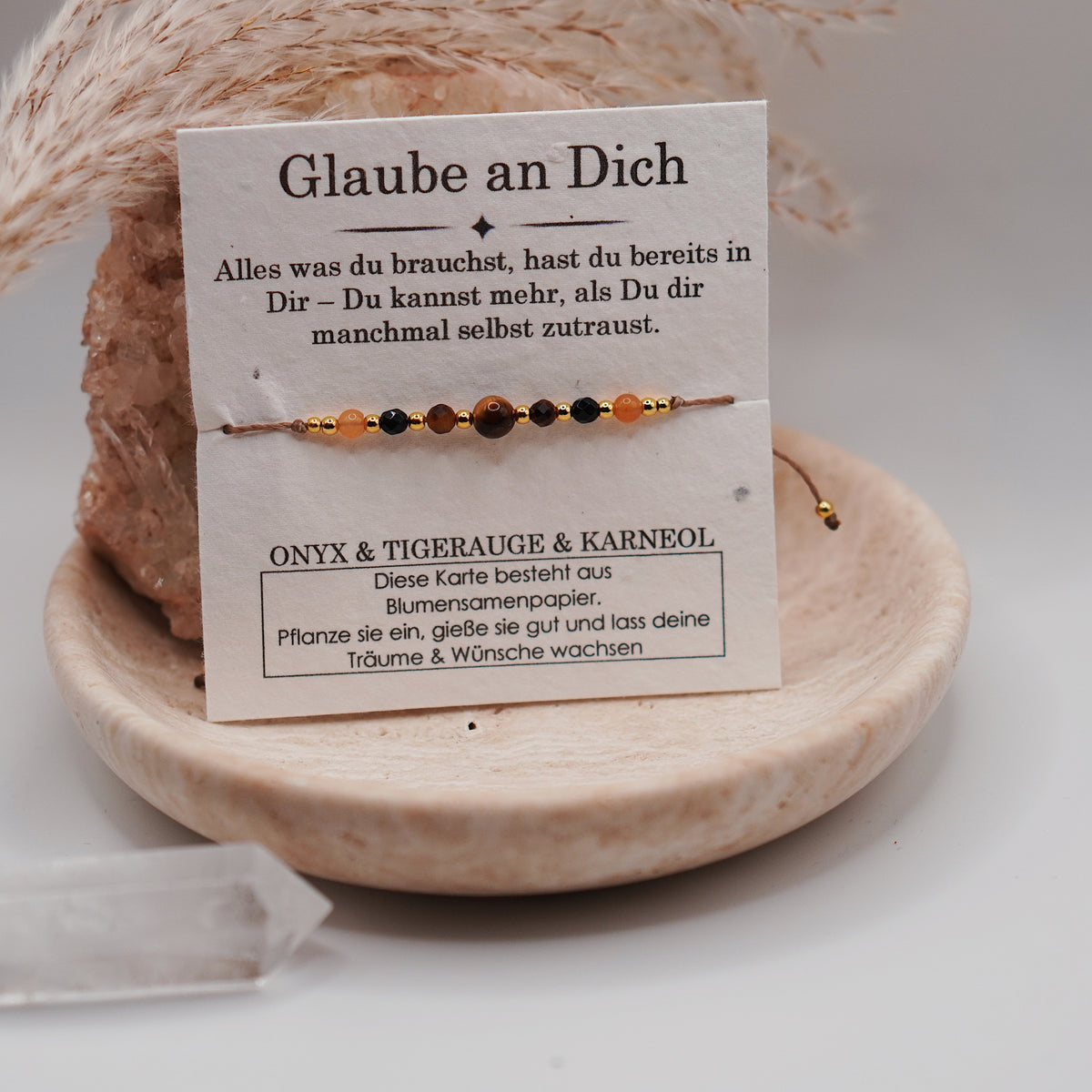GLAUBE AN DICH • Onyx, Tigerauge & Karneol Armband