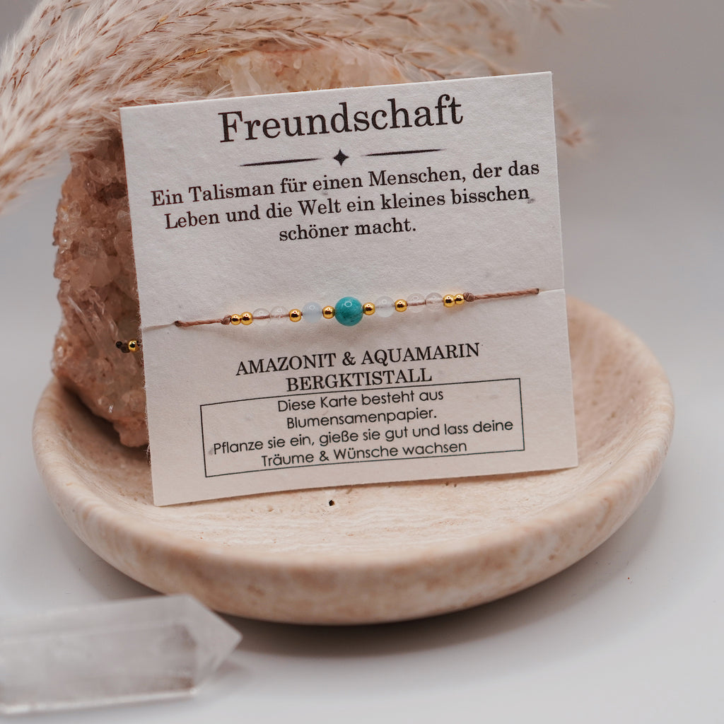 FREUNDSCHAFT • Amazonit, Aquamarin & Bergkristall Armband