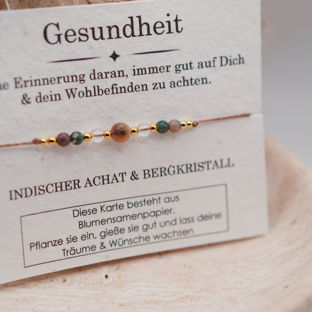 GESUNDHEIT • Indischer Achat & Bergkristall Armband