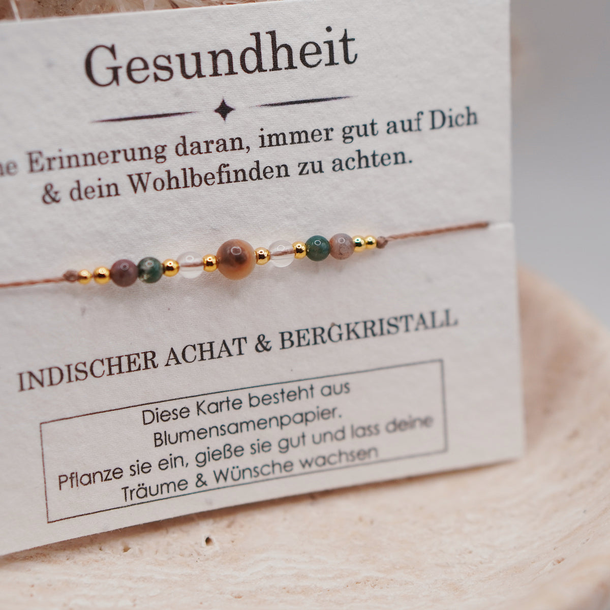 GESUNDHEIT • Indischer Achat & Bergkristall Armband