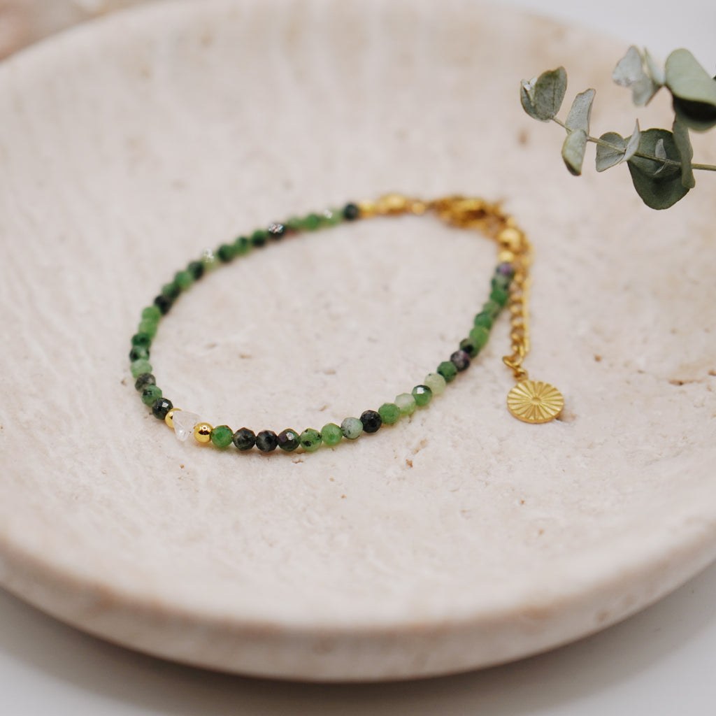 ELVIA • Rubin Zoisit & Herkimer Diamant Armband