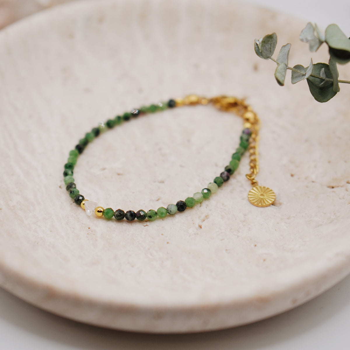 ELVIA • Rubin Zoisit & Herkimer Diamant Armband