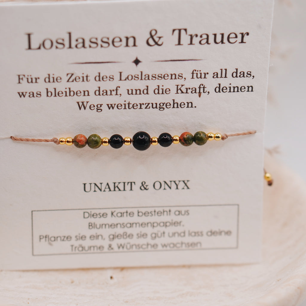 TRAUER & LOSLASSEN • Unakit & Onyx Armband