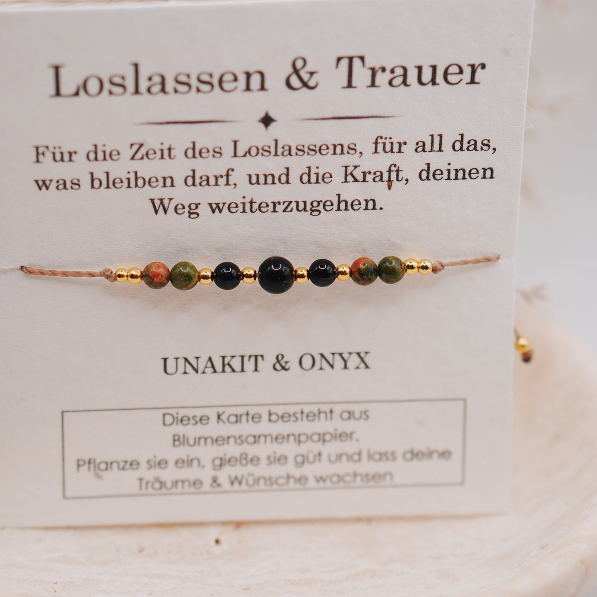 TRAUER & LOSLASSEN • Unakit & Onyx Armband